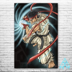 Ryu Street Fighter Retro Fighting Game Art Digital Poster| Street Fighter Video Game art print Retro Video Game Art Poster Gaming Room Art