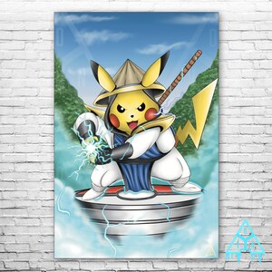 Pickachu Pokémon Mortal Kombat Mashup Video game Art Poster| Mortal Kombat Wall Art Collectible Cute Pokémon Art print Game Room  print