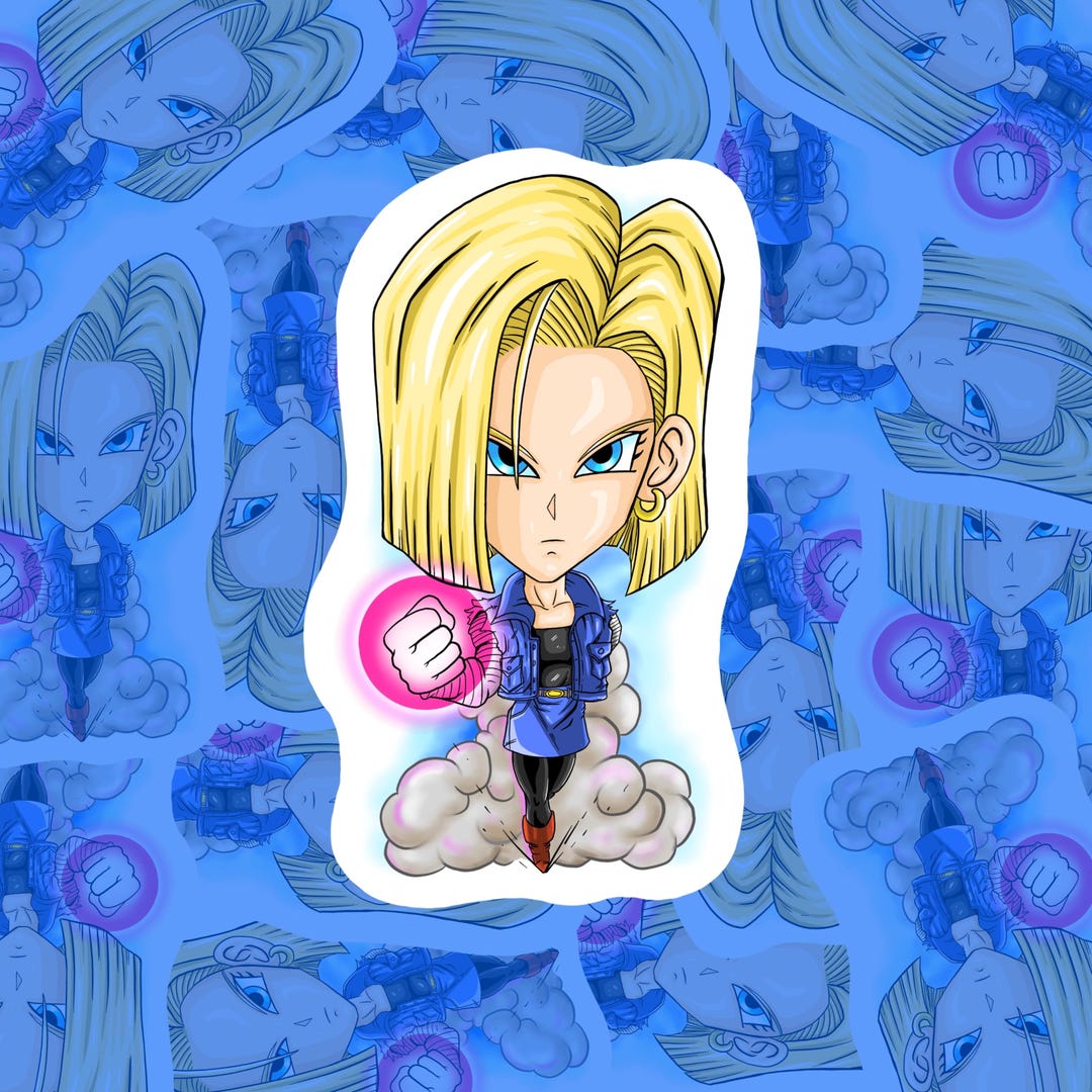 Fierce Blonde Android Warrior Chibi Vinyl Sticker - Collectible Anime ...