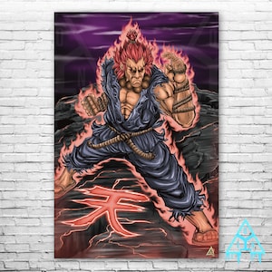 Akuma Street Fighter Tekken Fighting Game Artwork Digital Poster Street Fighter Video Game art print Retro Video Game Art Poster Gaming Room