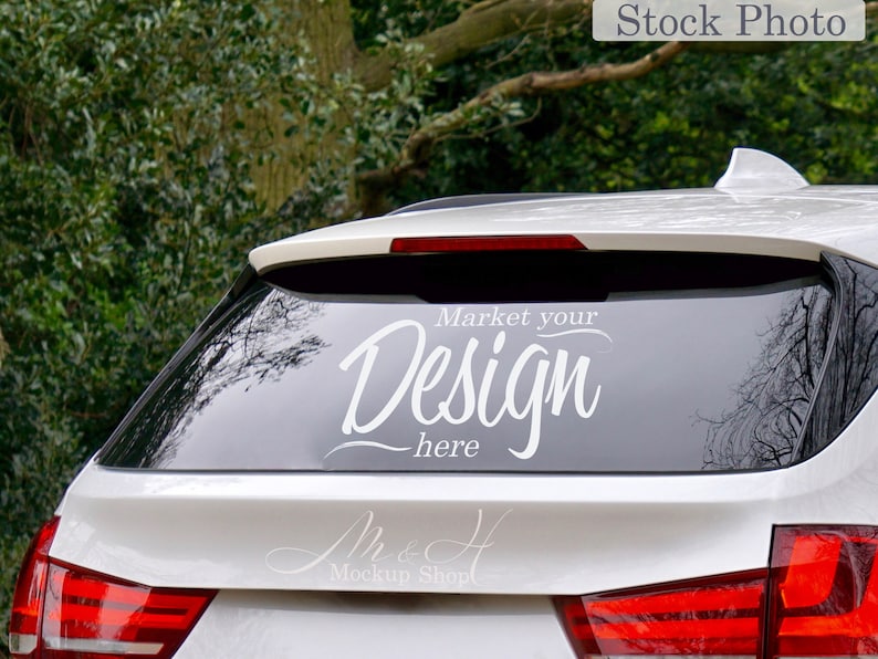 Download Vinyl car decal mockup car window mockup / White SUV car | Etsy