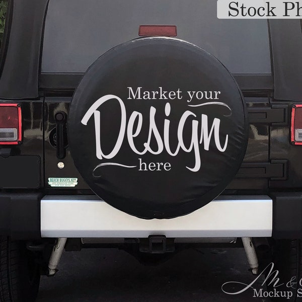 Vinyl car decal mockup / Black 4x4 tire cover mockup / wheel cover mockup / vinyl mockup / vinyl mock up / svg mockup / stock photo