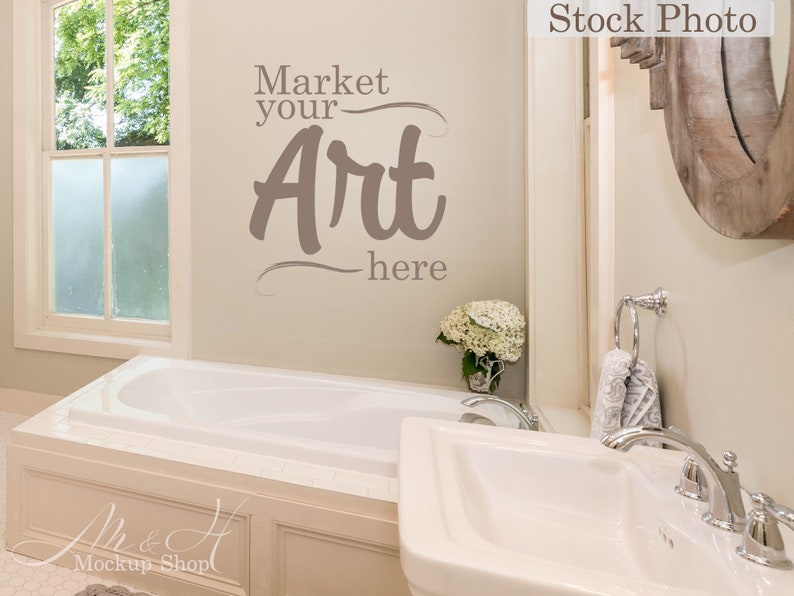 Download Bathroom wall art mockup 1 / bath room wallart mockup / | Etsy
