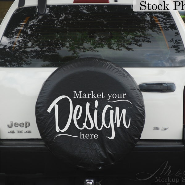 Vinyl car decal mockup / 4x4 tire cover mockup / wheel cover mockup / vinyl mockup / vinyl mock up / svg mockup / stock photo