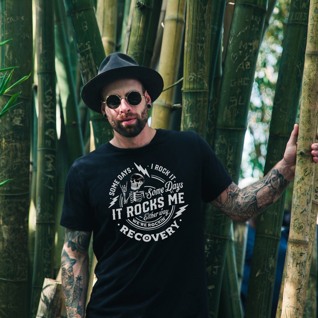 Rockin' Recovery Motivational T-shirt | Sobriety Birthday Gift for Him ...