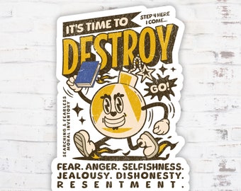 Adesivo impermeabile per l'inventario del 4° passo del Big Book degli AA, timbro degli Alcolisti Anonimi, bottiglia d'acqua per il recupero dalla dipendenza in 12 passi, adesivo per laptop e auto