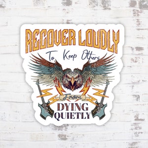 Retro Rock Band Mental Health Recovery Naklejka Walka z trzeźwością AA Uzależnienie Piętno, OCD Lęk Depresja Samobójstwo Świadomość Piętno Prezent