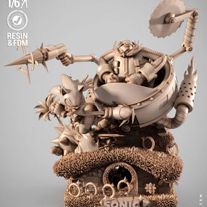 Sonic Diorama 3D Printed Resin Figurine: Collectible Fan Art