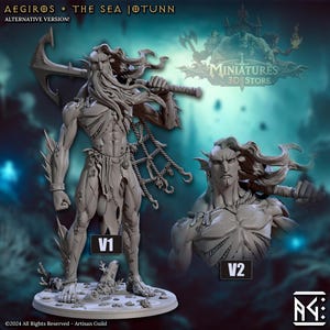 Aegiros, the Sea Jotunn - Artisan Guild – 3D Printed Resin for DnD or Tabletop | 28mm 32mm 54mm to 100mm
