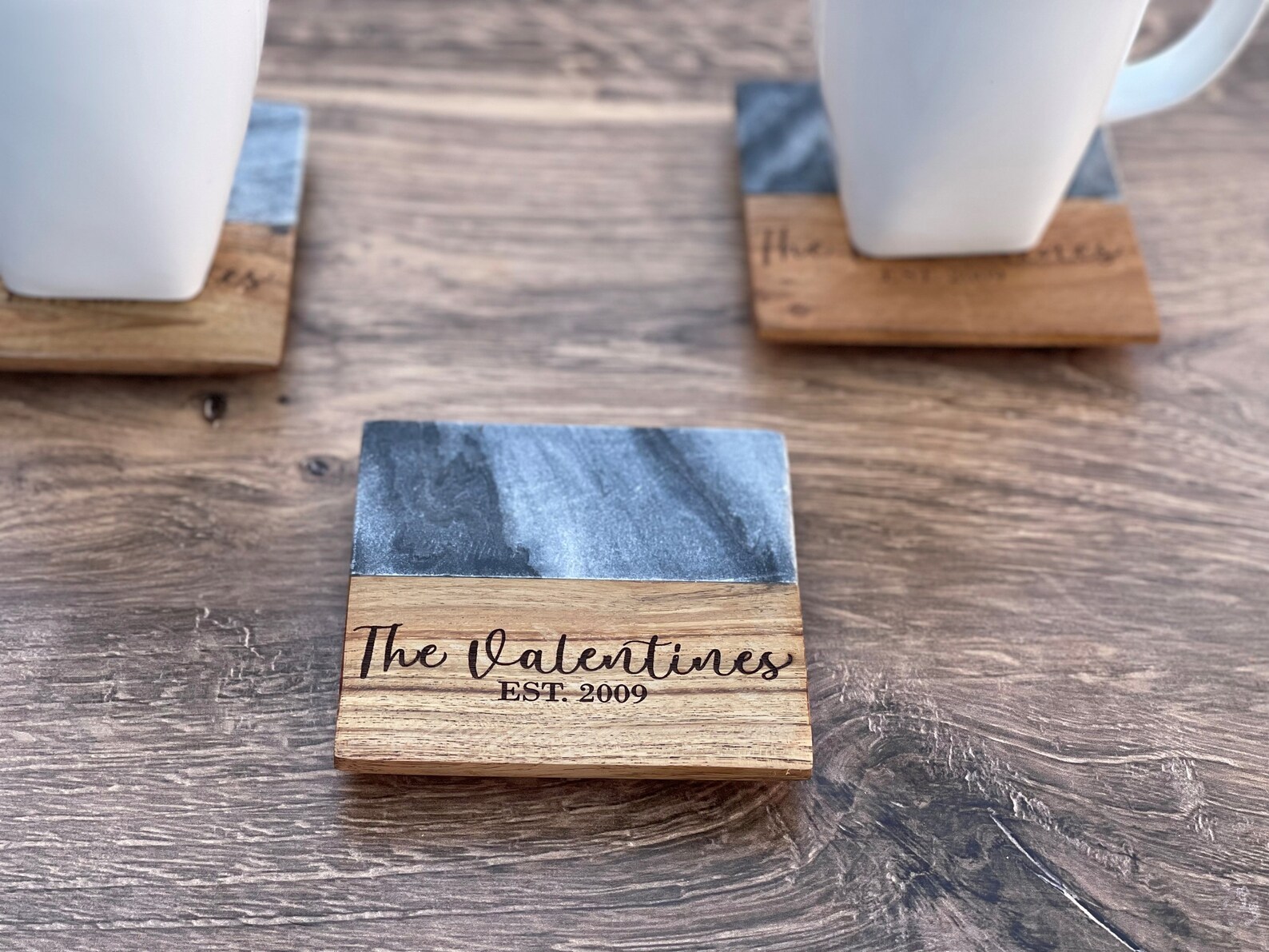 Engraved Wood Marble Coasters or Personalized Coasters Cute Etsy