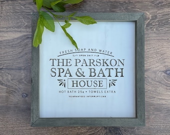 Toilet sign, Bath House Last Name Sign, Mothers Day Gift, Bathroom Vanity sign, Custom Sign, Wooden Sign. Outhouse Decor