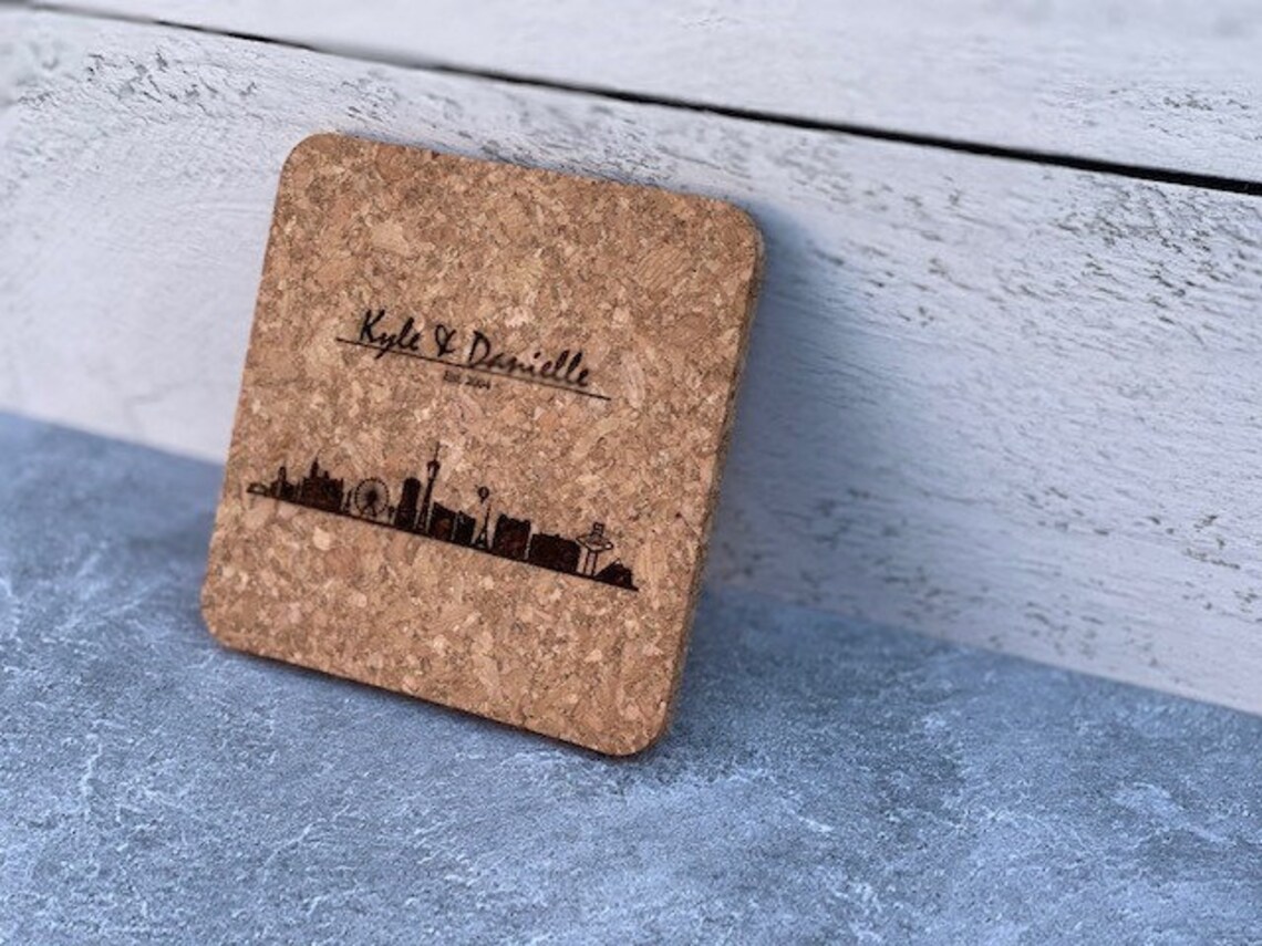 Personalized Cork Vegas Coasters Set of Four Use as Wedding Etsy