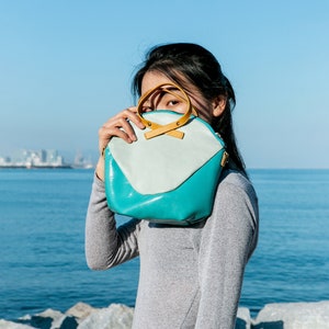 LEMPP & YIN Handmade Cowhide Leather Crossbody Vicky Bag in Teal image 1