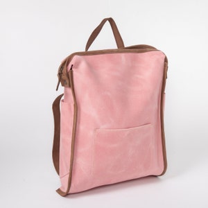 Independent Designer LEMPP & YIN Handmade Small Cowhide Oslo Leather Backpack in Pink image 2