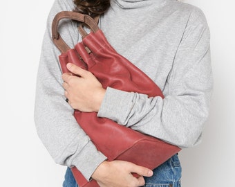 LEMPP & YIN Handmade Cowhide Leather Paris Backpack in Rose