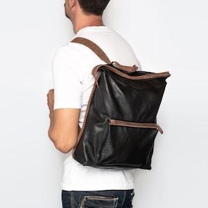 Handmade Waxed Cowhide Leather Backpack: Raw Cut Berlin Rucksack