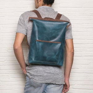 Independent designer LEMPP & YIN Handmade Raw Cut Waxed Cowhide Fine Italian Leather Berlin Backpack in Purple image 5
