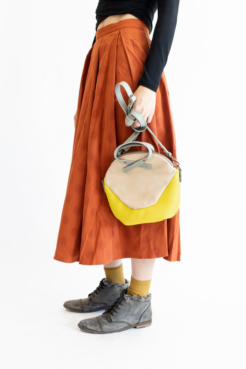 LEMPP & YIN Handmade Cowhide Leather Crossbody Vicky Bag in Lemon image 1