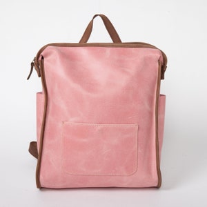 Independent Designer LEMPP & YIN Handmade Small Cowhide Oslo Leather Backpack in Pink image 1