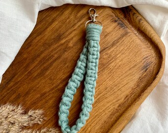 Handmade Boho Keyring, Macrame Wristlet Keychain, Hand-knotted Accessory, Bag Charm, Cotton Wrist Strap, Purse Wristlets, Christmas Gift