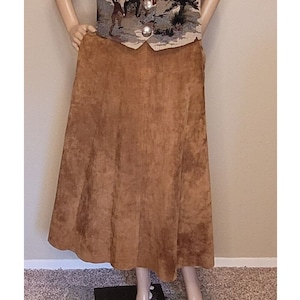 Vintage JH COLLECTIBLES Sz 10 Gen. Leather Fully Lined Maxi Skirt w/Side Buttons and Pockets