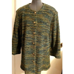 ALFRED DUNNER Größe 24W Chenille (Pfeifenputzer Garn) Open Front Pullover, Jacke, Jacke, Jacke in Blautönen