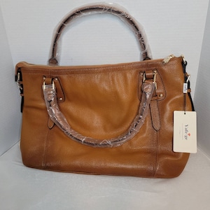 Bolso bandolera de piel auténtica suave para mujer, tipo cartera con asa superior, de YAFEIGE