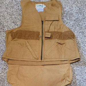 Vintage Sz L Canvas Duck Hunting Shooting Vest USA Curve Logo 50s/60s by LL BEAN