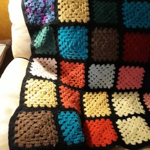 50&quot;X64&quot; Crocheted Multi-Colored Granny Square Afghan