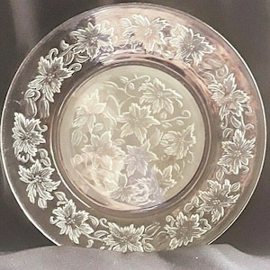 Vintage Princess House Crystal Fantasia Frosted Poinsettia 10 &quot;&quot;großer Teller&quot;&quot;