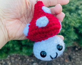 Crochet Mushroom Keychain- Amigurumi Keychain- Red and White Mushroom- Cottagecore Aesthetic