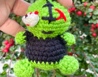 Cute Crochet Zombie Keychain- Amigurumi Zombie Keychain