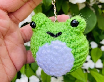 Crochet Frog Keychain- Cottagecore Frog- Amigurumi Keychain- Kawaii