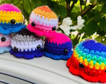 Crochet LGBT Octopus Keychains- Pride Flag Crochet Octopus- Amigurumi Octopus- LGBTQ Pride- Crochet Octopus