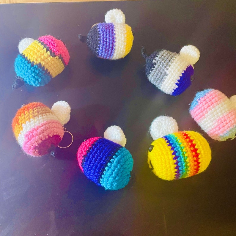 Crochet Pride Flag Bee Keychain: LGBT Amigurumi Bee - Etsy