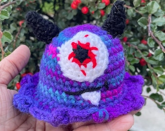 Crochet Cyclops Monster- Amigurumi One- Eyed Alien- Purple Alien Mini Plushie