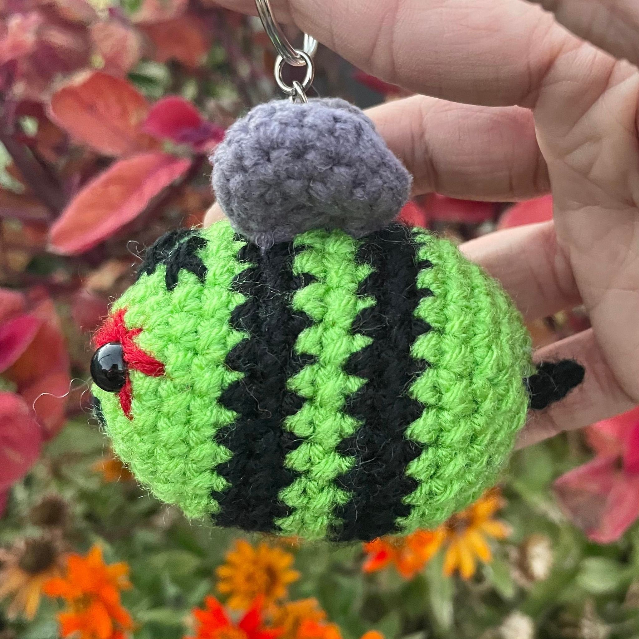 Crochet Zombee Key Ring- Zombie Bee- Amigurumi Bee- Halloween