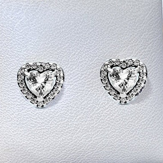 Elevated Heart Stud Earrings, Sterling silver