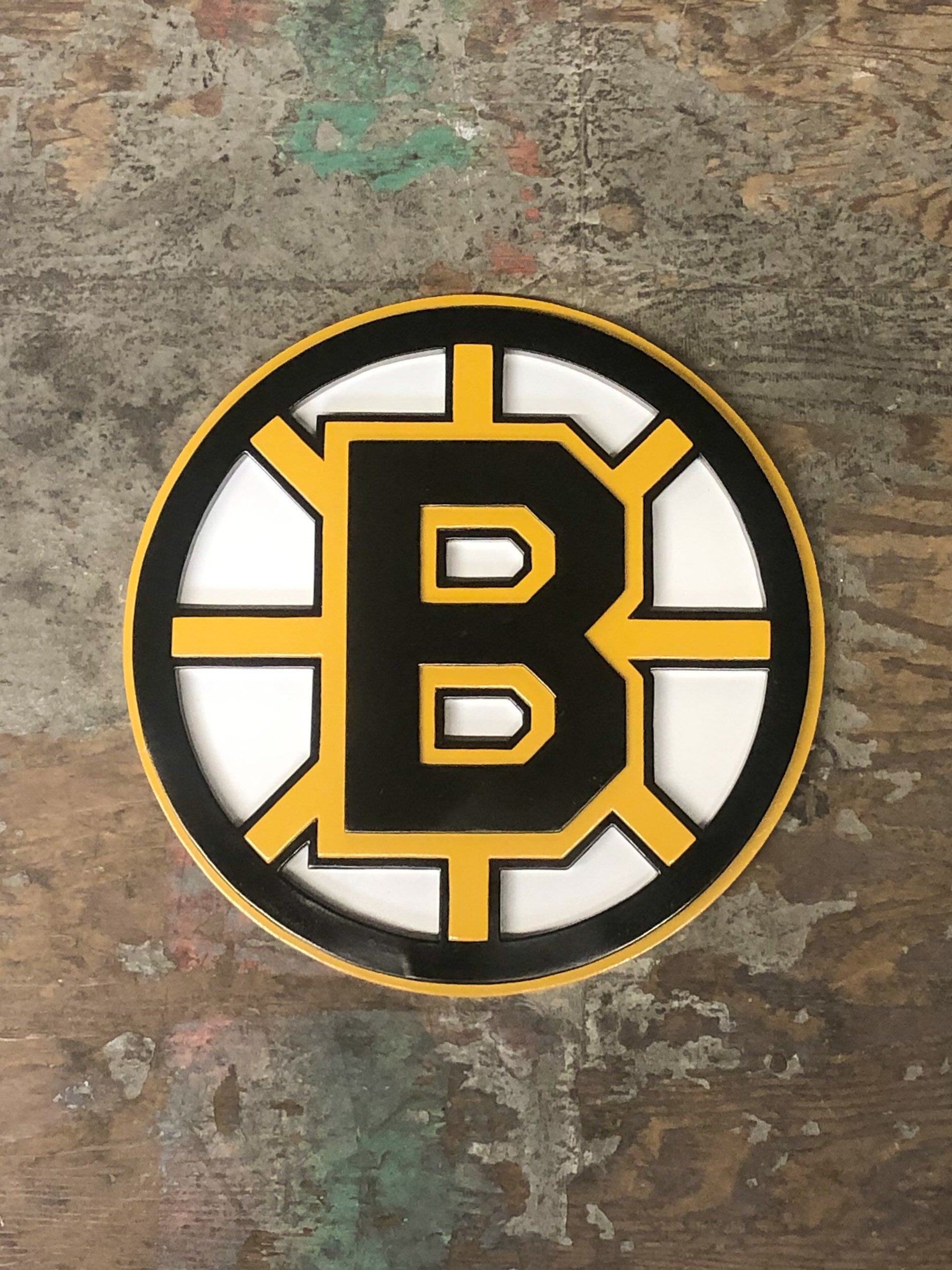Boston Bruins Wood American Flag 