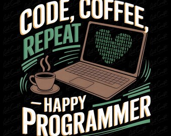 Code Kaffee-Wiederholungsdesign: Geschenk für Technikbegeisterte (Digitaler Download)