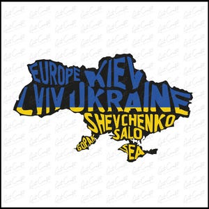 Ukraine Map Typography Png Download