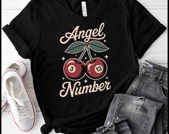 Angel Number 313 Retro Cherry Art Print, Mystical Numerology