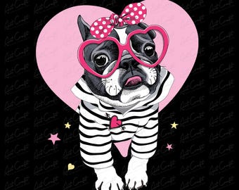 Cute Pug Valentine Png Download