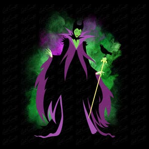 Watercolor Maleficent Witch Digital Design Download