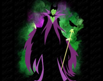 Watercolor Maleficent Witch Digital Design Download