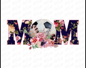 Soccer Mom Floral Design: Watercolor Ball PNG (Digital Download)