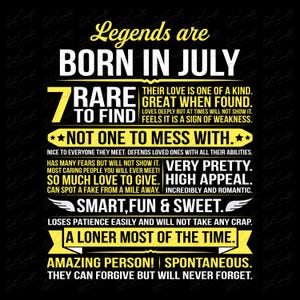 Legends are Born in July Digital Design Download