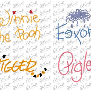 Winnie the Pooh and Friends Signatures SVG and PNG Files Digital Download