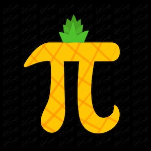 Op de afbeelding: Een gele en oranje ananas in de vorm van het wiskundige symbool pi.