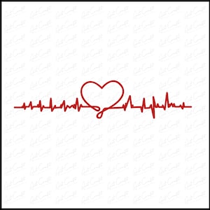 Heartbeat Heart SVG: Minimalist Love Pulse Line Clipart (Digital Download)